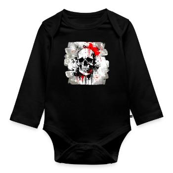 Skull Trash Polka Biker Culture - Organic Longsleeve Baby Bodysuit - black - Front