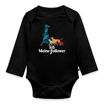 Me & My Followers – Dog Humor Design - Organic Longsleeve Baby Bodysuit - black - Front