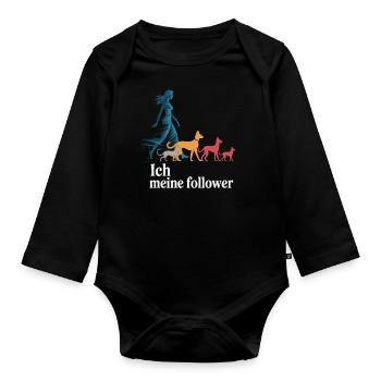 Me & My Followers – Dog Humor Design - Organic Longsleeve Baby Bodysuit - black - Front