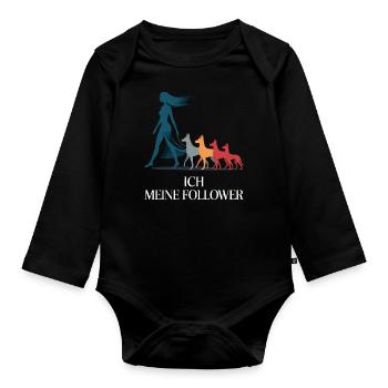 Me & My Followers – Dog Humor Design - Organic Longsleeve Baby Bodysuit - black - Front