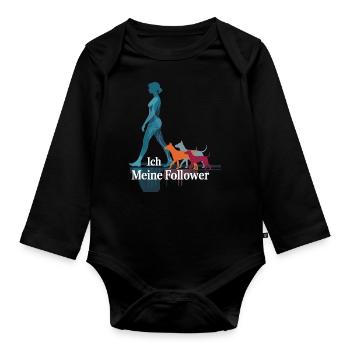 Me & My Followers – Dog Humor Design - Organic Longsleeve Baby Bodysuit - black - Front