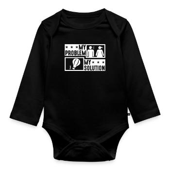 Ballooning Enthusiast My Problem My Pictogram Mom - Baby Bio-Langarm-Body - Schwarz - Vorne