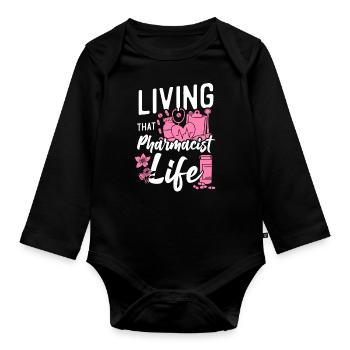 Pharmacy Tech Technician - Organic Longsleeve Baby Bodysuit - black - Front