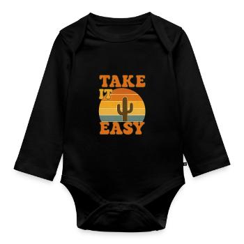 Take it Easy - Organic Longsleeve Baby Bodysuit - black - Front