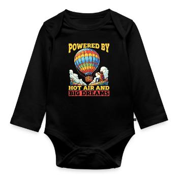 Hot Air Ballooning Powered By Hot Air Balloonist - Baby Bio-Langarm-Body - Schwarz - Vorne