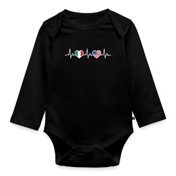 Heartbeat America Italy - Organic Longsleeve Baby Bodysuit - black - Front