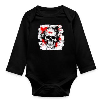Skull Trash Polka Biker Culture - Organic Longsleeve Baby Bodysuit - black - Front
