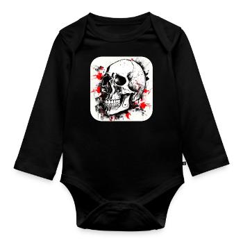 Skull Trash Polka Biker Culture - Organic Longsleeve Baby Bodysuit - black - Front