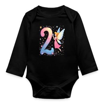Douce Fée 2ème Anniversaire pour les filles - Body Bébé bio manches longues - noir - Devant