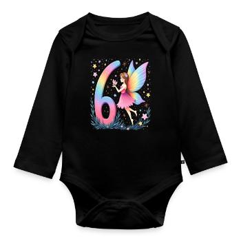 Douce Fée 6ème Anniversaire pour les filles - Body Bébé bio manches longues - noir - Devant