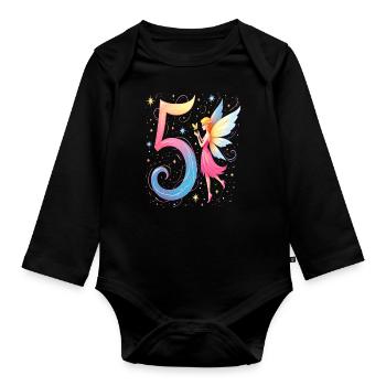 Douce Fée 5ème Anniversaire pour les filles - Body Bébé bio manches longues - noir - Devant