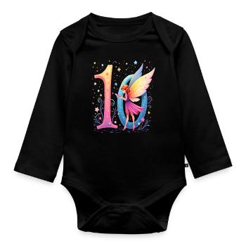 Douce Fée 10e anniversaire pour les filles - Body Bébé bio manches longues - noir - Devant