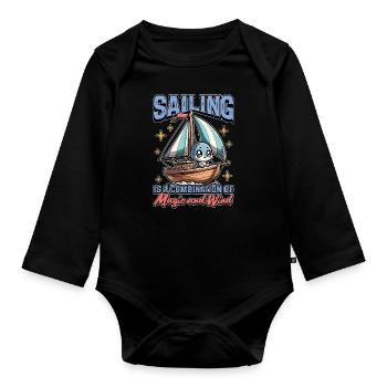 La voile est une combinaison de magie et de navigation - Body Bébé bio manches longues - noir - Devant