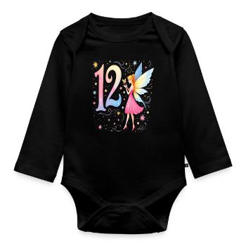 Douce Fée 12ème Anniversaire pour les filles - Body Bébé bio manches longues - noir - Devant