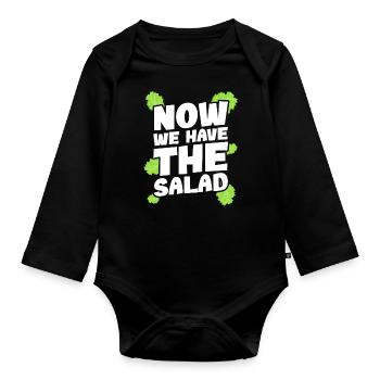 Denglisch Now we have the salad - Organic Longsleeve Baby Bodysuit - black - Front