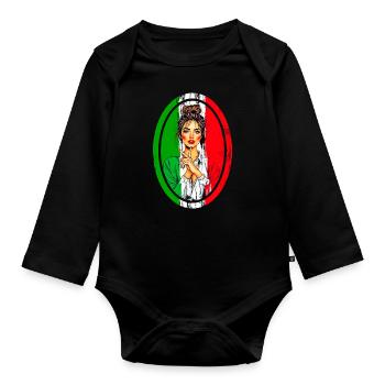 Italy Girls' Leotard Funny Italy Ciao - Organic Longsleeve Baby Bodysuit - black - Front