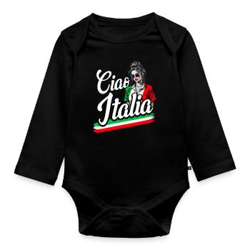 Italy Girls' Leotard Funny Italy Ciao - Organic Longsleeve Baby Bodysuit - black - Front