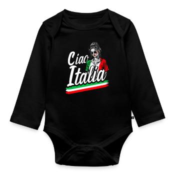 Italy Girls' Leotard Funny Italy Ciao - Organic Longsleeve Baby Bodysuit - black - Front
