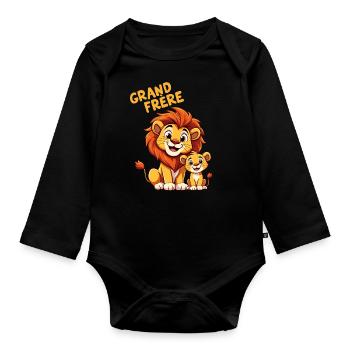 Super grand frère Lion Fier Naissance Bébé Lions - Body Bébé bio manches longues - noir - Devant