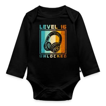 16. Geburtstag Junge - Baby Bio-Langarm-Body - Schwarz - Vorne