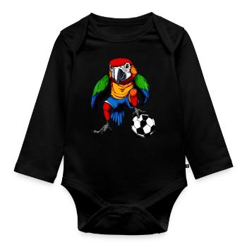 Fussballer Papagei - Baby Bio-Langarm-Body - Schwarz - Vorne