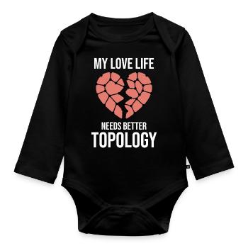 GIS Topology Data Clean Up Geo Love Humor - Organic Longsleeve Baby Bodysuit - black - Front