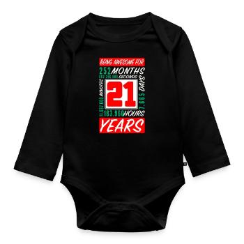 Family 21 Years Birthday Months Hours - Organic Longsleeve Baby Bodysuit - black - Front