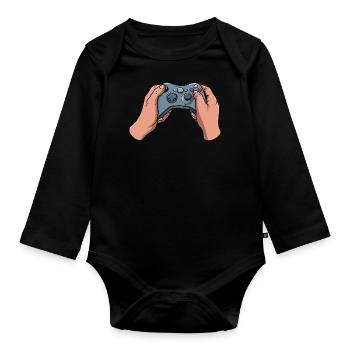 Gamer Controller - Organic Longsleeve Baby Bodysuit - black - Front