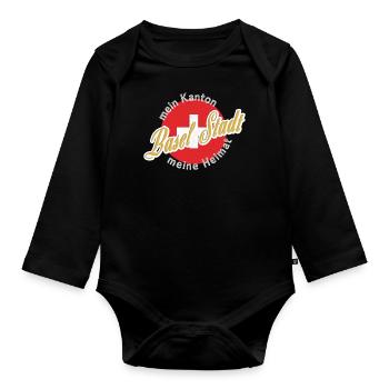 Meine Heimat Basel-Stadt Geschenk - Baby Bio-Langarm-Body - Schwarz - Vorne