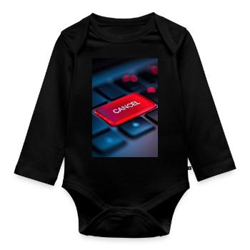 Red Cancel Key Highlight - Organic Longsleeve Baby Bodysuit - black - Front