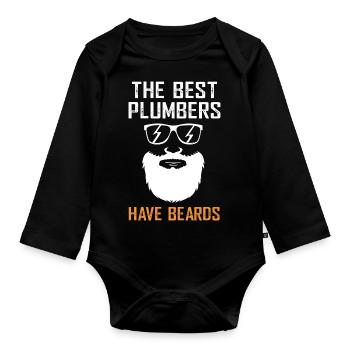 Plumber - Organic Longsleeve Baby Bodysuit - black - Front