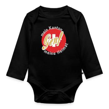 Meine Heimat Genf Geschenk - Baby Bio-Langarm-Body - Schwarz - Vorne