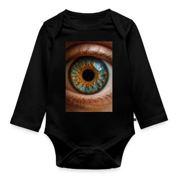 Feurige blaue Iris Nahaufnahme - Baby Bio-Langarm-Body - Schwarz - Vorne