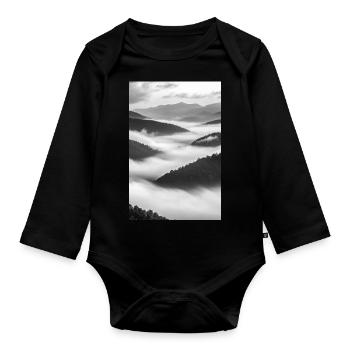 Whispers in the Mist - Organic Longsleeve Baby Bodysuit - black - Front
