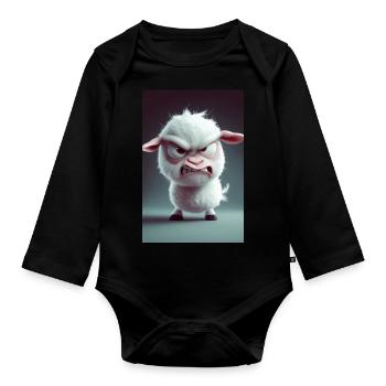 Furious Cartoon Sheep Rage - Organic Longsleeve Baby Bodysuit - black - Front