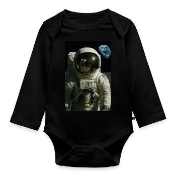 Moon Landing Hoax Concept Art - Organic Longsleeve Baby Bodysuit - black - Front
