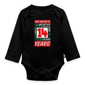 Teenager 14 Years Birthday Months Hours - Organic Longsleeve Baby Bodysuit - black - Front