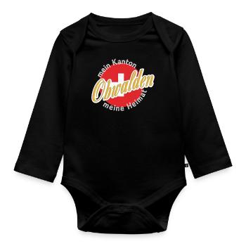 Meine Heimat Obwalden Geschenk - Baby Bio-Langarm-Body - Schwarz - Vorne