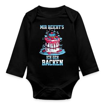 Baking Baker Baking Queen Baking Fairy Cake Cake - Organic Longsleeve Baby Bodysuit - black - Front