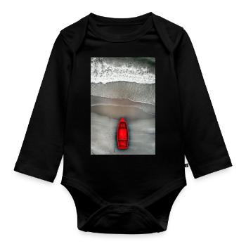 Rotes Boot am Grauen Ufer - Baby Bio-Langarm-Body - Schwarz - Vorne