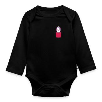 Licorne Chemise Sac Poitrine Cadeau Licorne - Body Bébé bio manches longues - noir - Devant