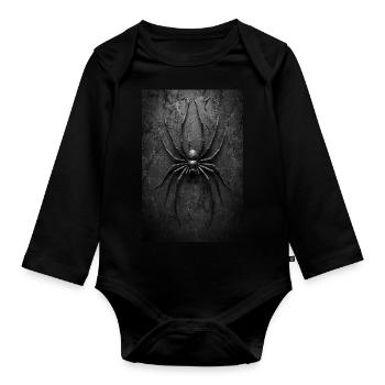 Black Widow Style Spider Art - Organic Longsleeve Baby Bodysuit - black - Front