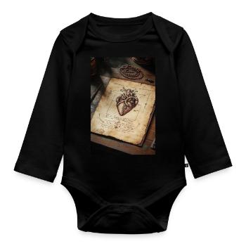Anatomie des Herzens Skizze - Baby Bio-Langarm-Body - Schwarz - Vorne