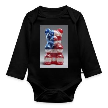 American Flag Gummy Bear - Organic Longsleeve Baby Bodysuit - black - Front