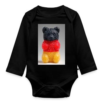 German Flag Gummy Bear - Organic Longsleeve Baby Bodysuit - black - Front