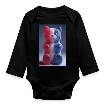 French Flag Gummy Bear - Organic Longsleeve Baby Bodysuit - black - Front