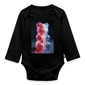 Glitter French Gummy Bear - Organic Longsleeve Baby Bodysuit - black - Front