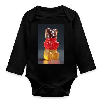 Transparent German Gummy Bear - Organic Longsleeve Baby Bodysuit - black - Front