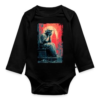Weinende Freiheitsstatue - Baby Bio-Langarm-Body - Schwarz - Vorne