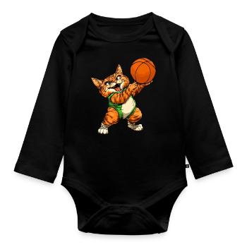 Chats Joueur de basket-ball / Chat de basket-ball - Body Bébé bio manches longues - noir - Devant